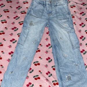 Abercrombie Kids Light Blue Embroidered Straight Leg Jeans
